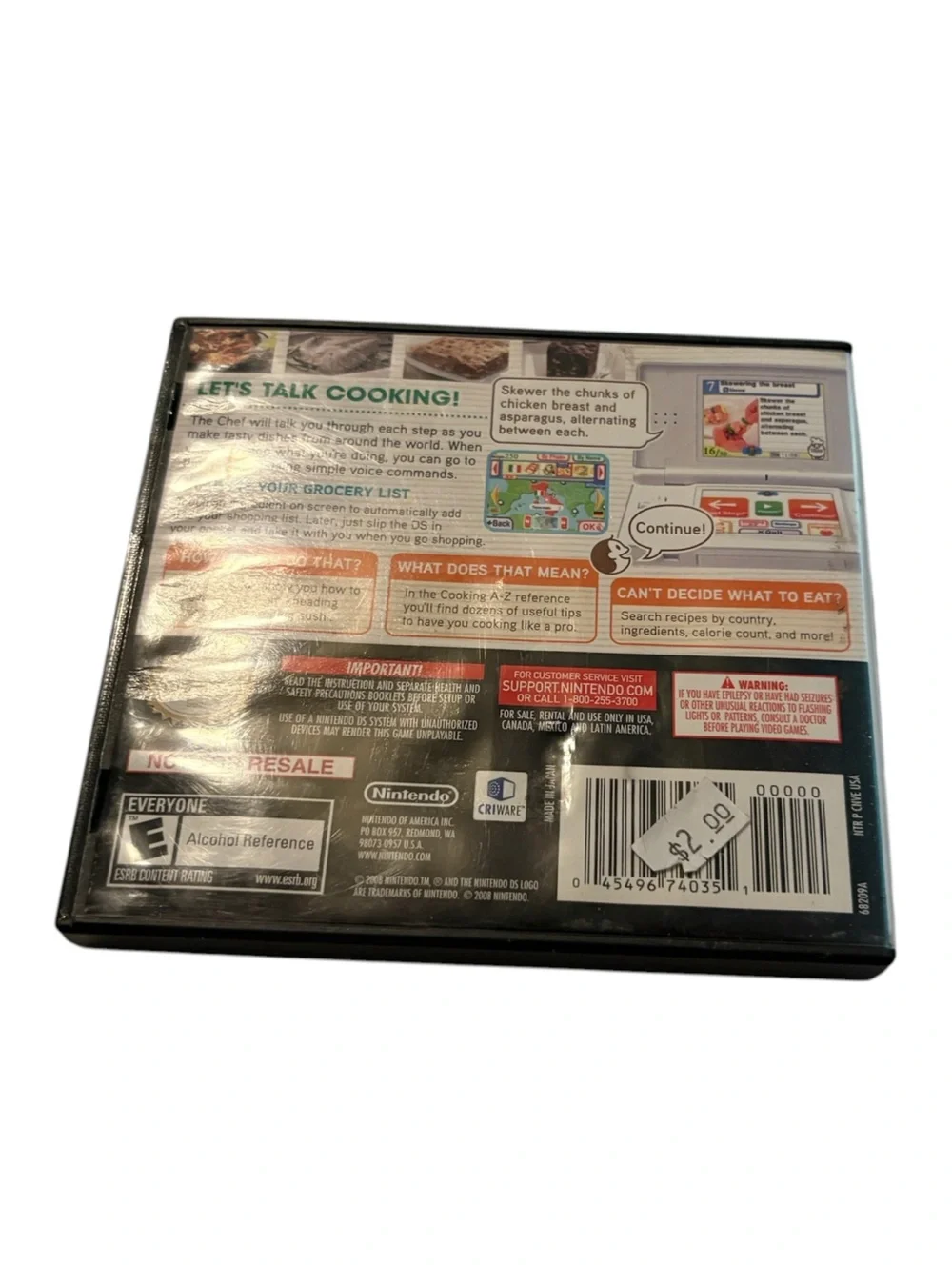 Personal Trainer: Cooking game for the Nintendo DS system